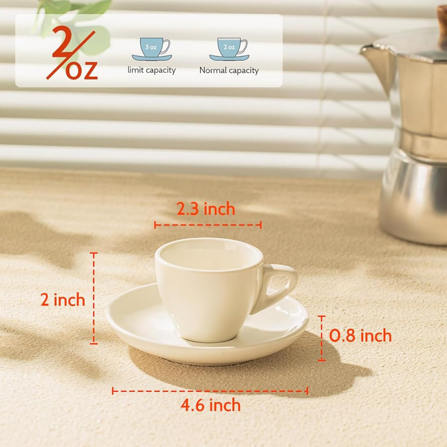Sweese espresso cups and saucers stacked, ideal for entertaining guests.