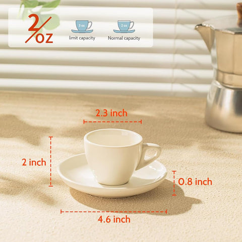Sweese espresso cups and saucers stacked, ideal for entertaining guests.