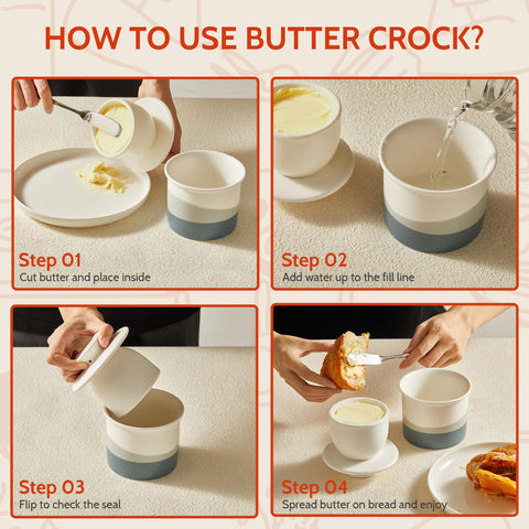 Sweese butter crock 4oz size fits a standard butter stick for daily use