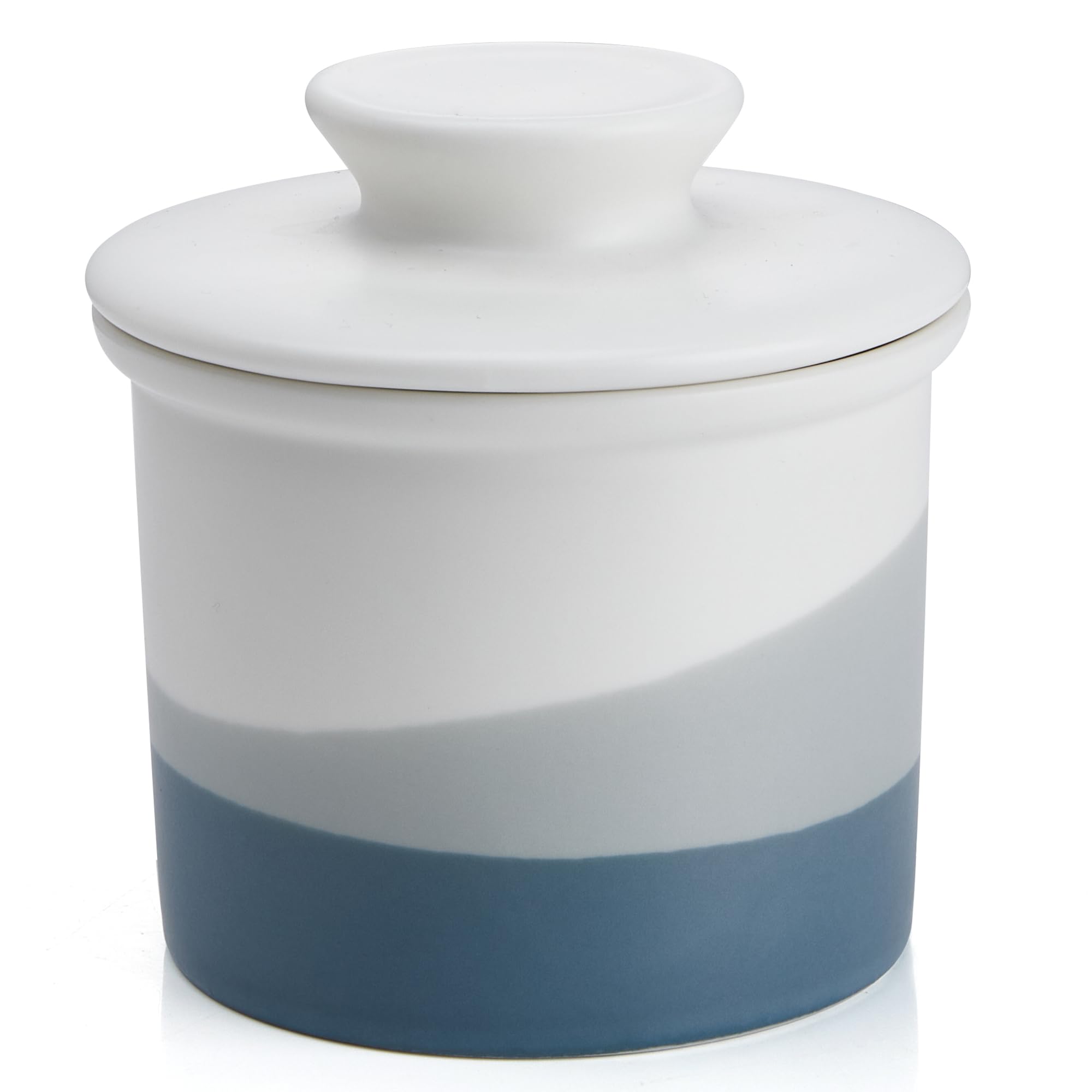Sweese light blue butter crock base with water seal preserves freshness on countertops