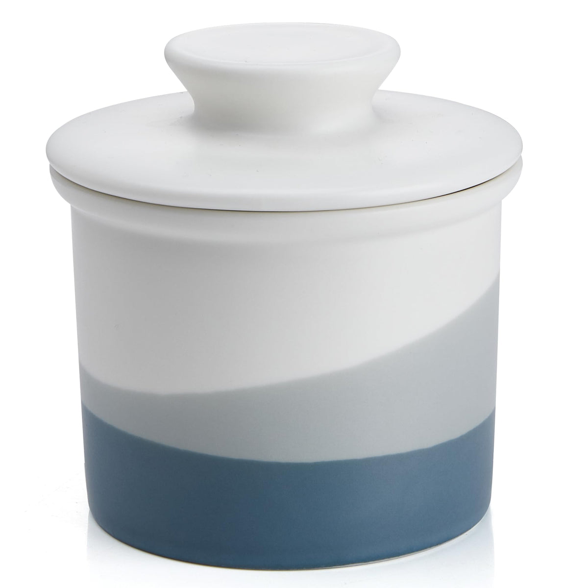 Sweese light blue butter crock base with water seal preserves freshness on countertops