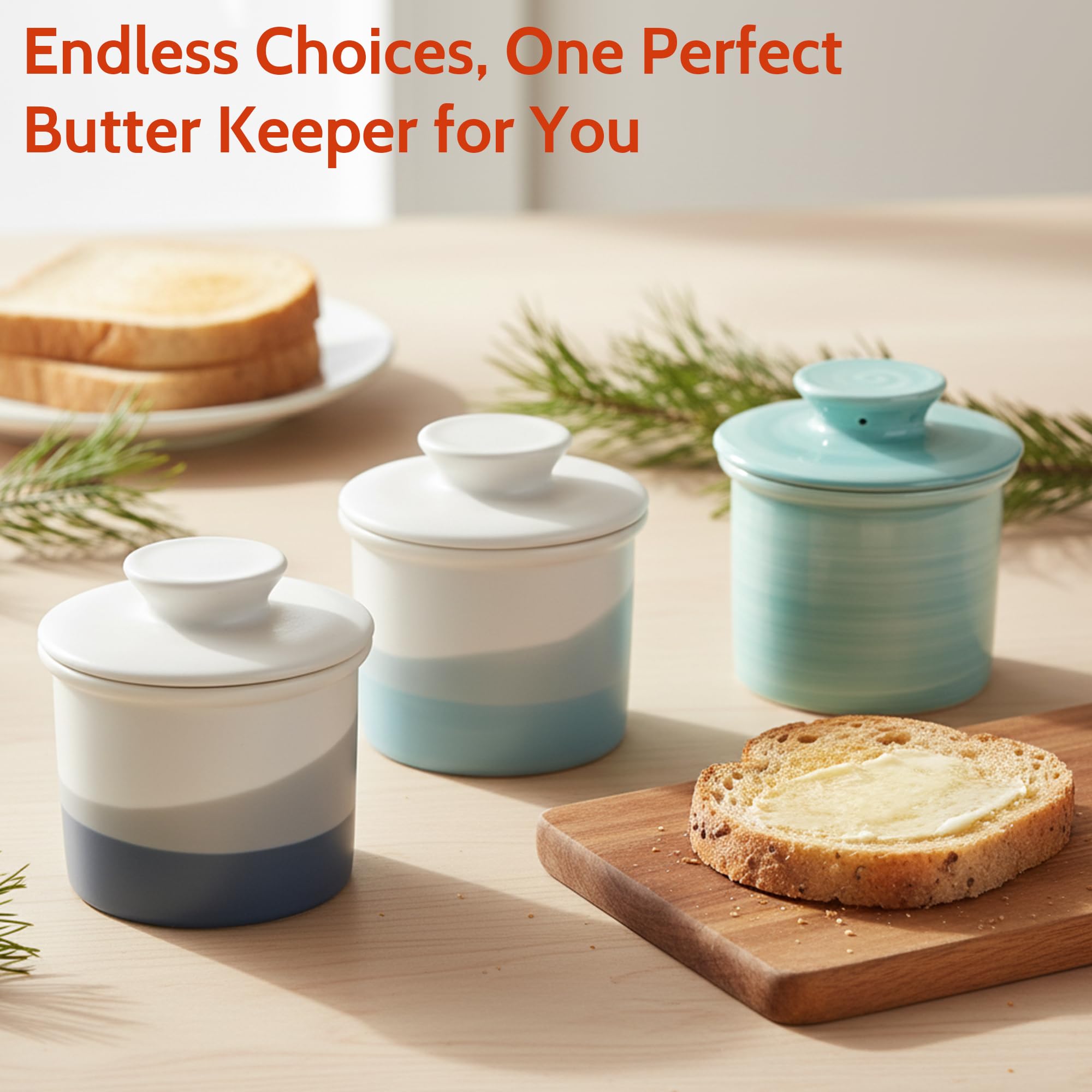 Sweese butter crock on countertop adding calm, stylish appeal