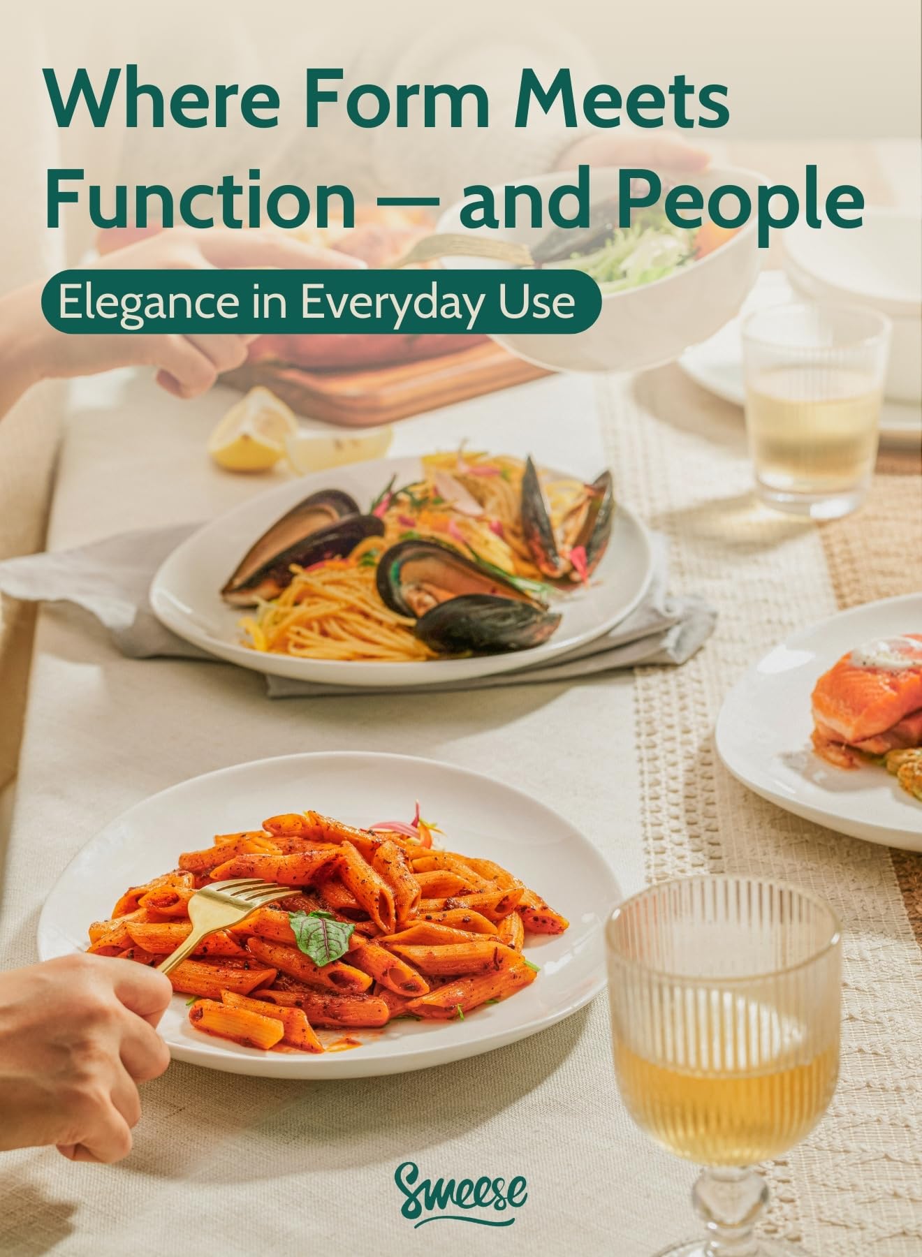 Sweese microwave-safe plate for quick reheats without losing presentation.