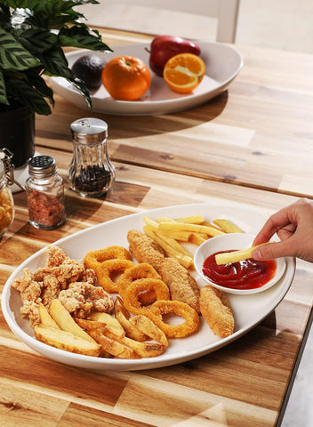 Sweese oval platter stackable design for easy storage
