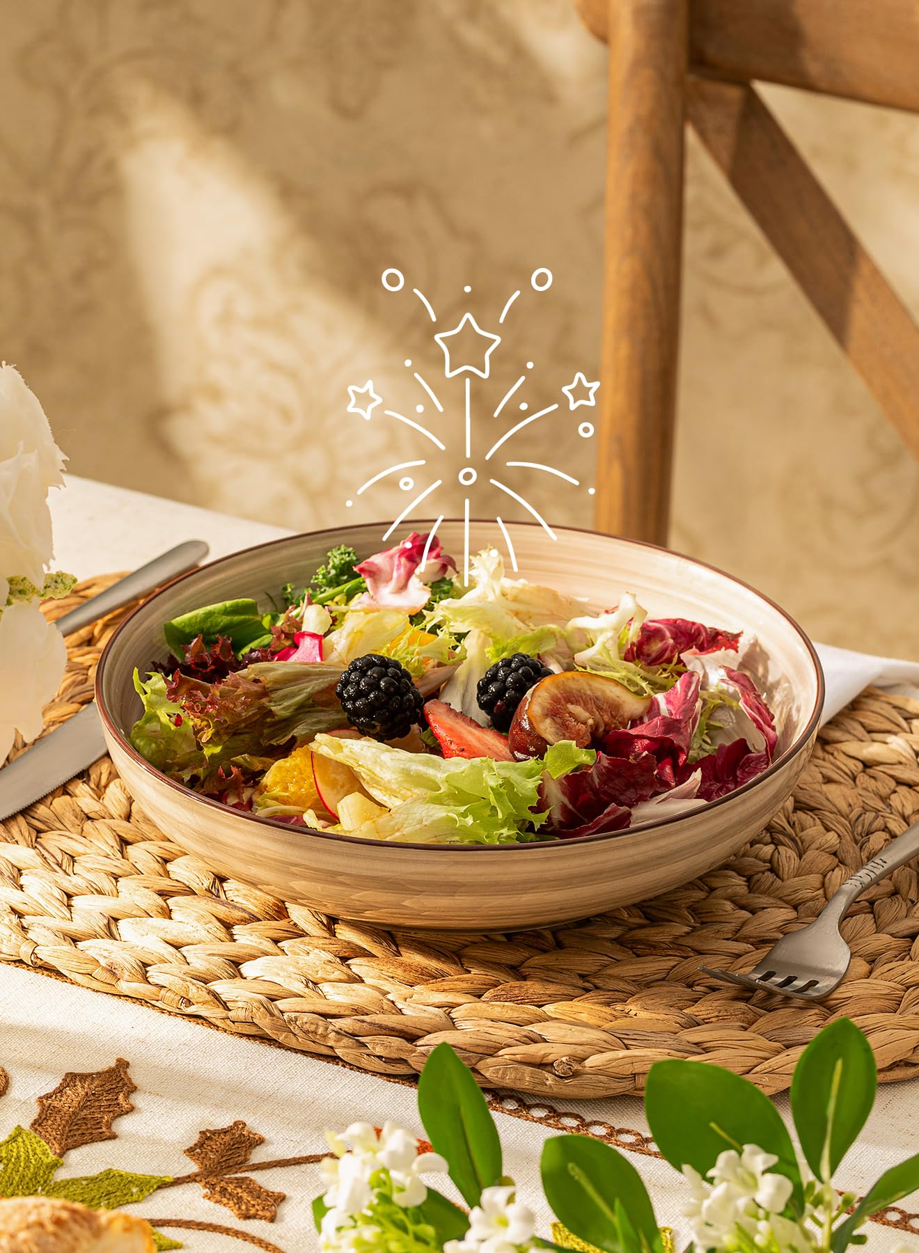 Sweese bowls feature lipped edges to prevent splashes while serving.