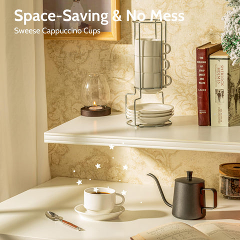 Sweese porcelain cups are dishwasher and microwave safe for everyday use.