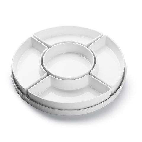 Sweese porcelain divided dishes tray with five compartments for snacks and dip