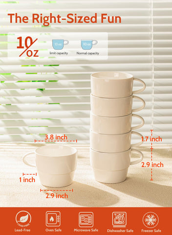 Sweese porcelain espresso cups 10oz capacity for cappuccinos and mochas.
