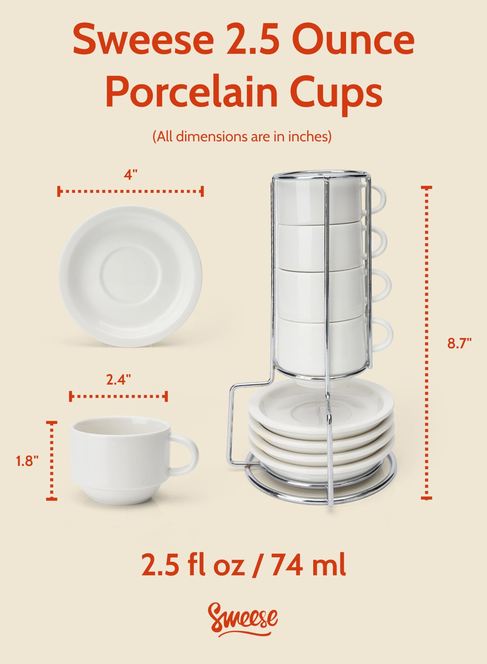 Sweese porcelain espresso cups in white for everyday use and warmth.