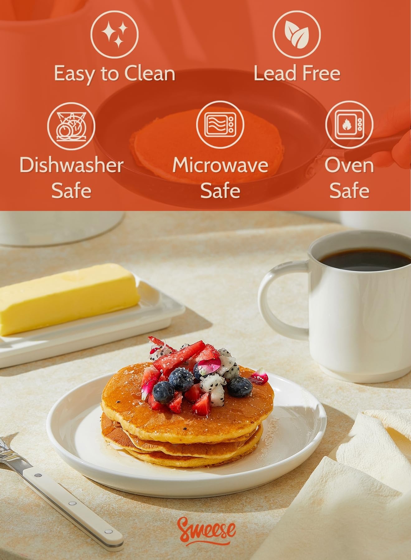 Sweese porcelain plate stackable design for compact storage