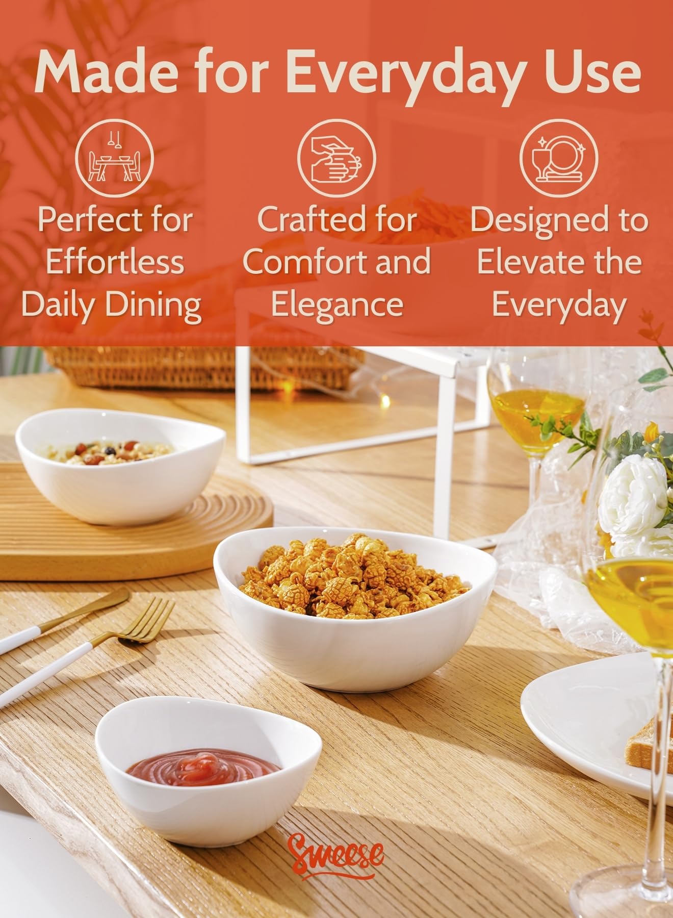 Sweese 28-ounce bowl great for soups or salads during meals.