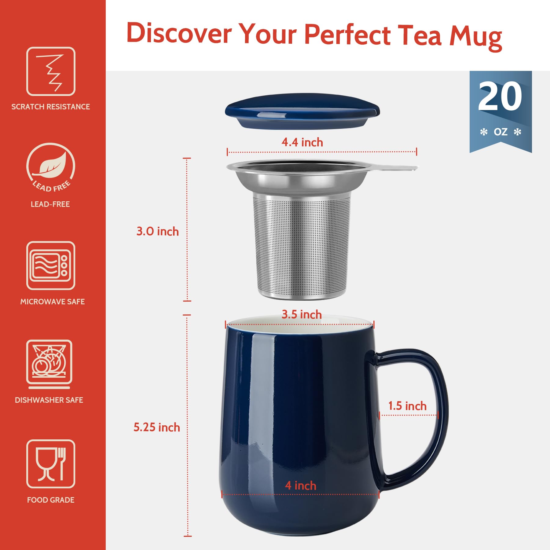 Sweese porcelain mug with ergonomic handle stays cool while you sip