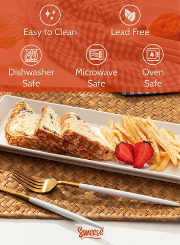 Sweese long slim platter set of four enhances dim sum and hors d'oeuvres occasions