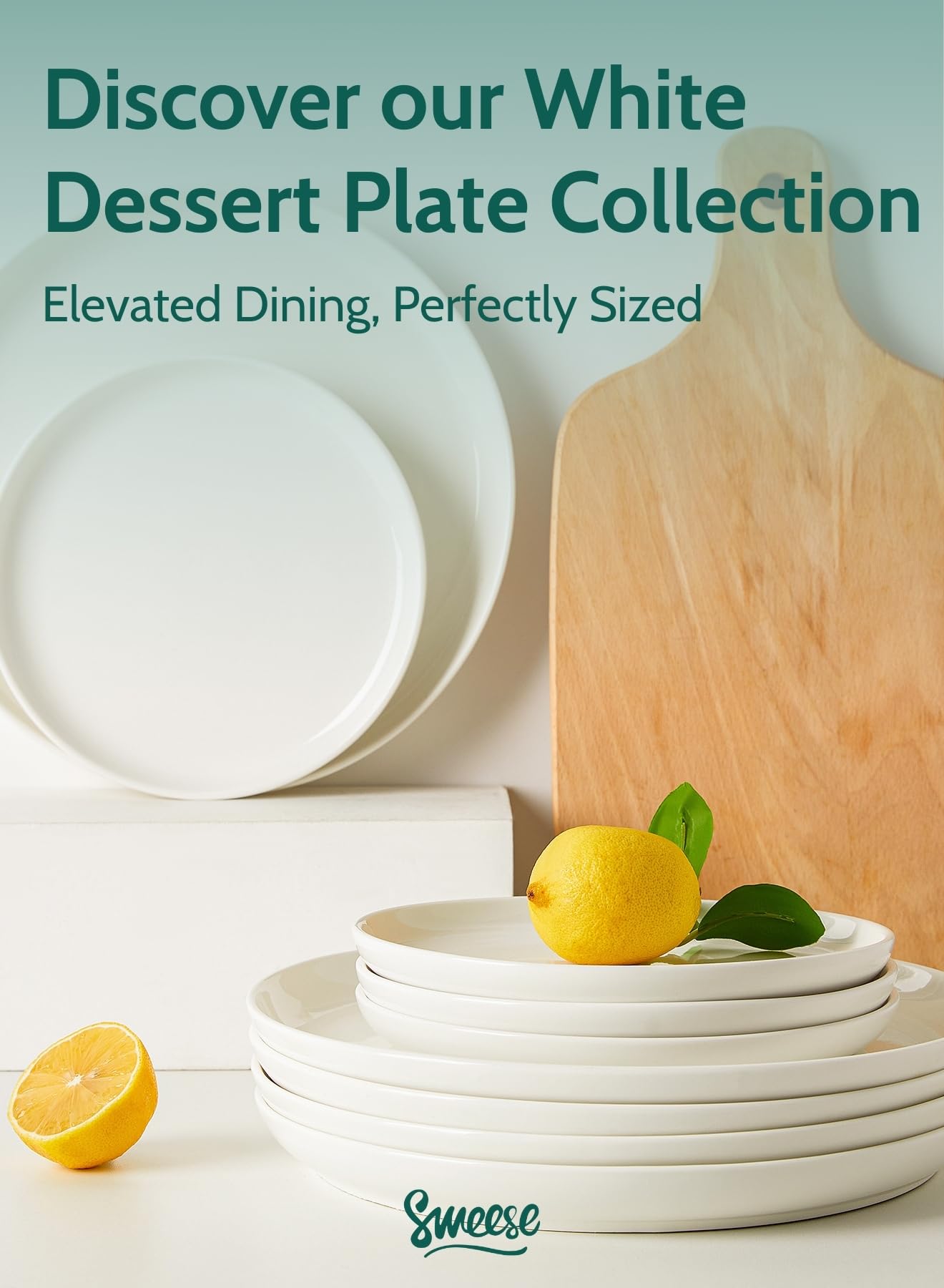 Set of six plates designed for everyday dinners and special occasions.