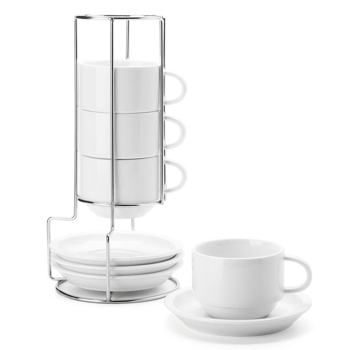 Sweese stackable cappuccino cups 4-set saves space for a tidy kitchen.