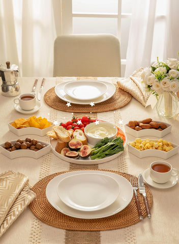 Sweese stackable serving set saves space while keeping pieces accessible