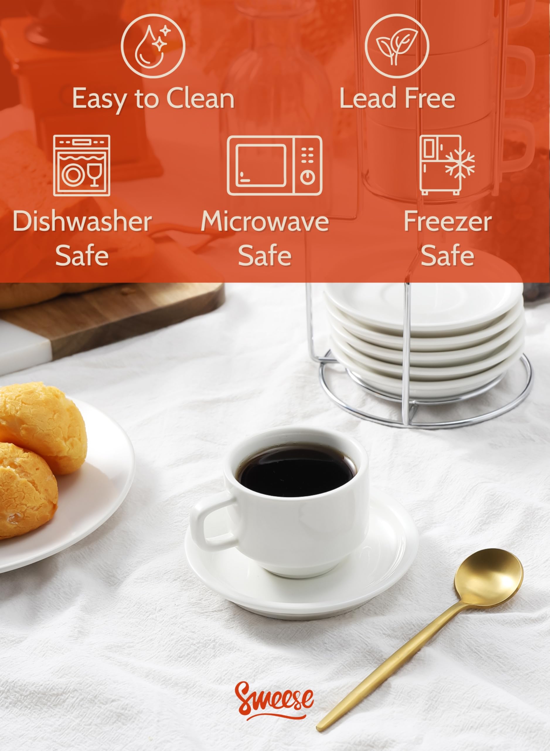 Sweese stackable stand supports tidy storage and quick setup.