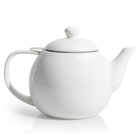 Sweese teapot 27oz with glossy white porcelain for elegant tea service.