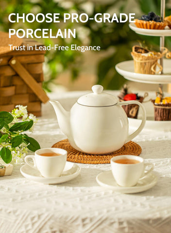 Sweese teapot with removable stainless steel infuser for loose tea.