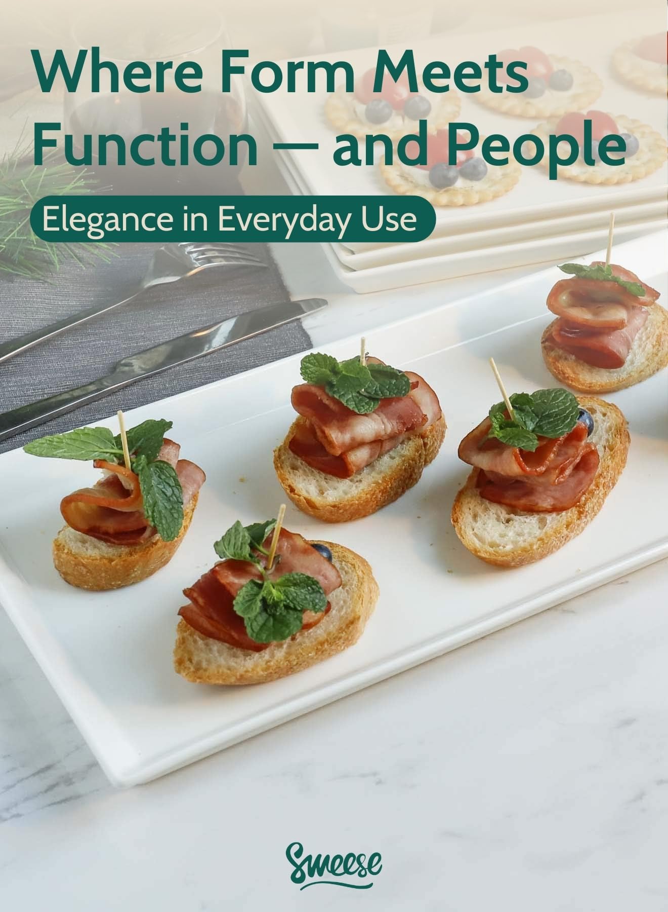 Sweese platter for appetizers and cheeses at gatherings.