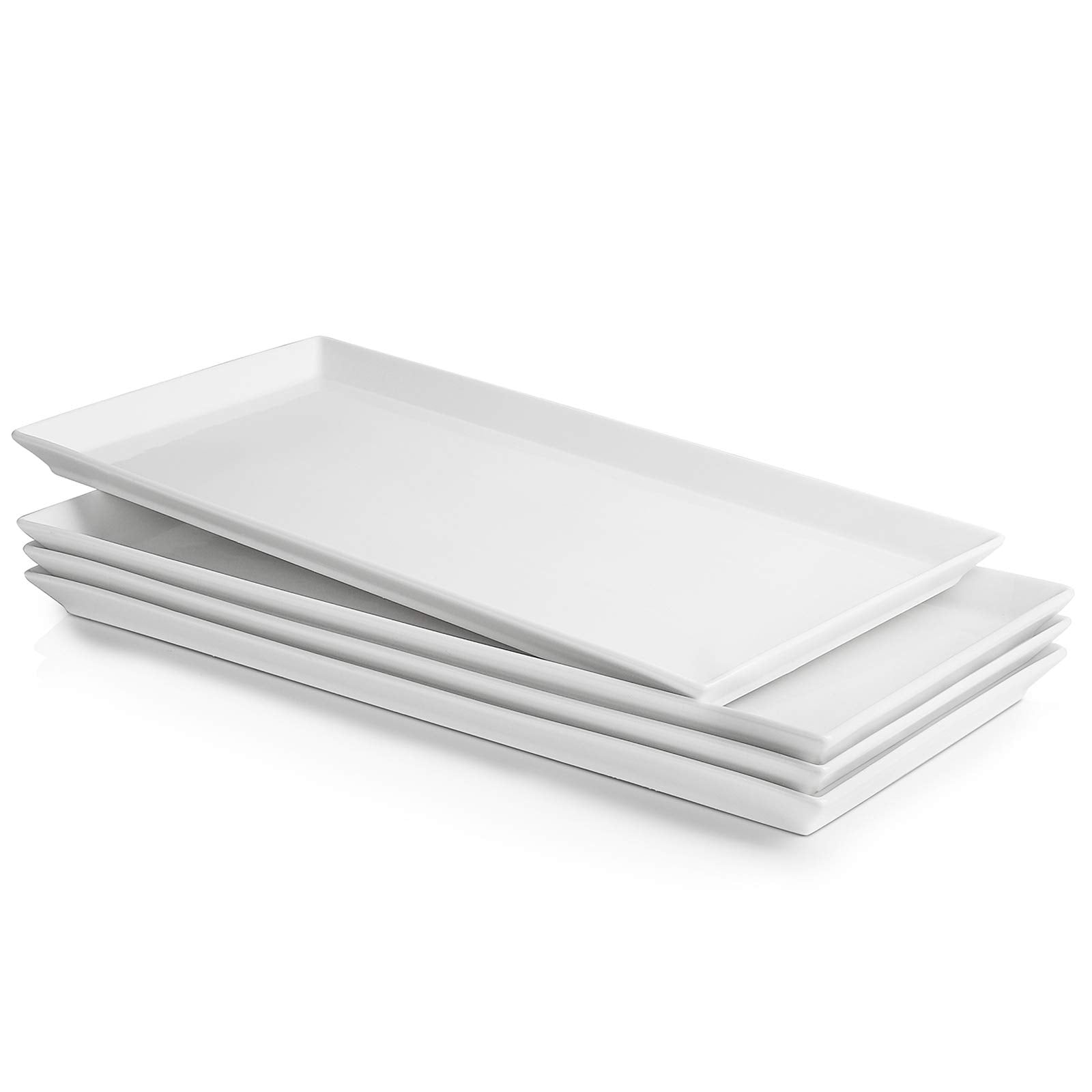 Sweese white serving platter top view, ideal for appetizers and hors d'oeuvres.