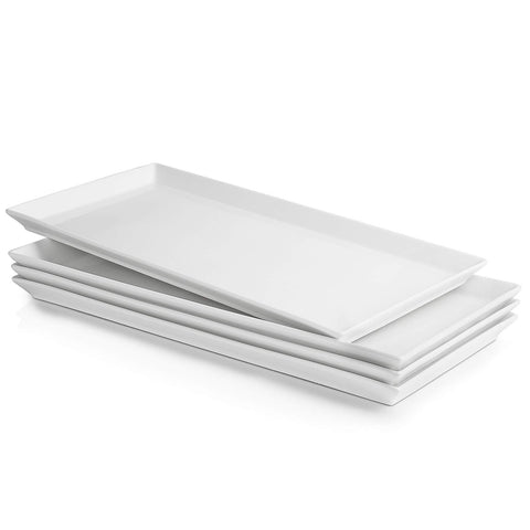 Sweese white serving platter top view, ideal for appetizers and hors d'oeuvres.