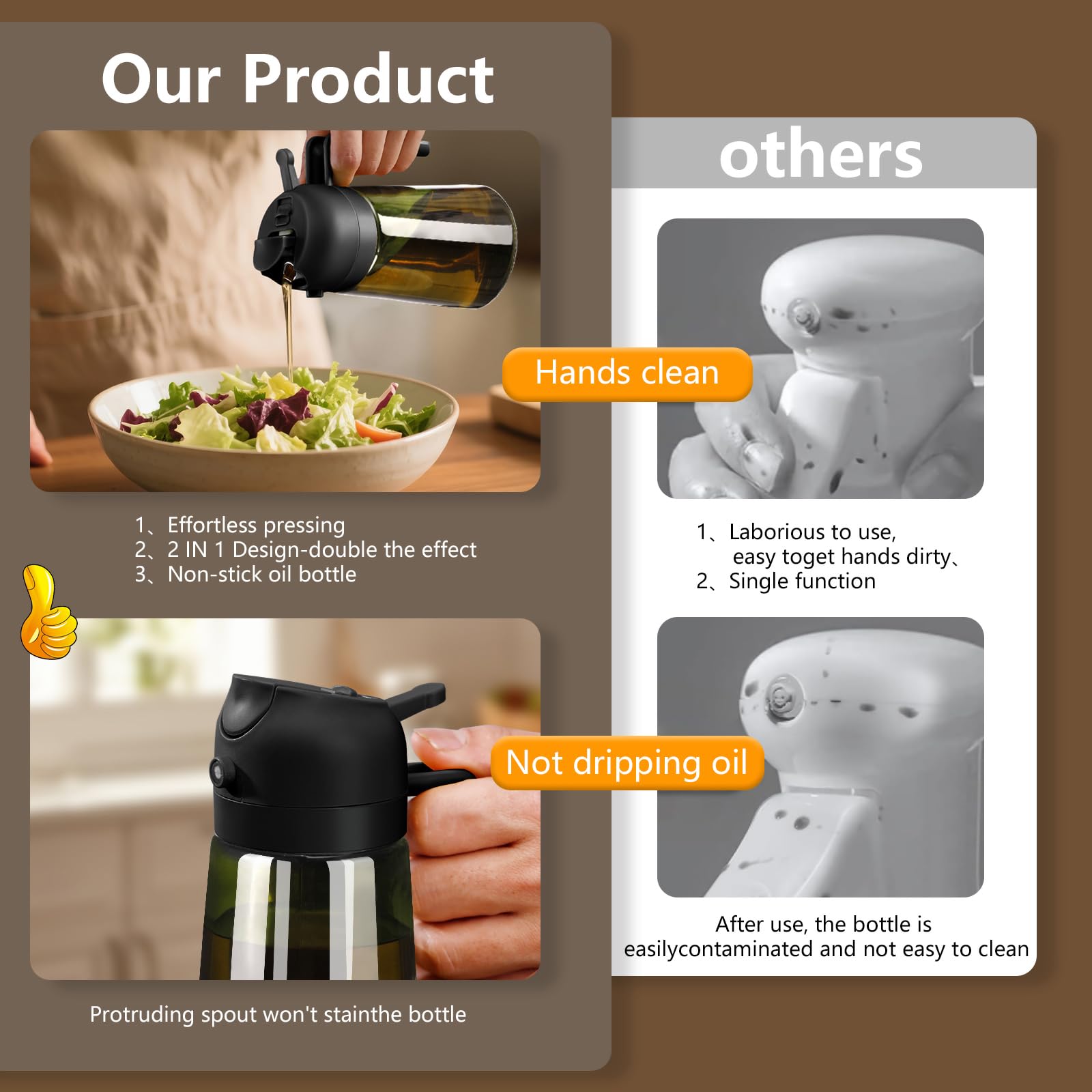 Sweet View anti-drip nozzle prevents mess during cooking.
