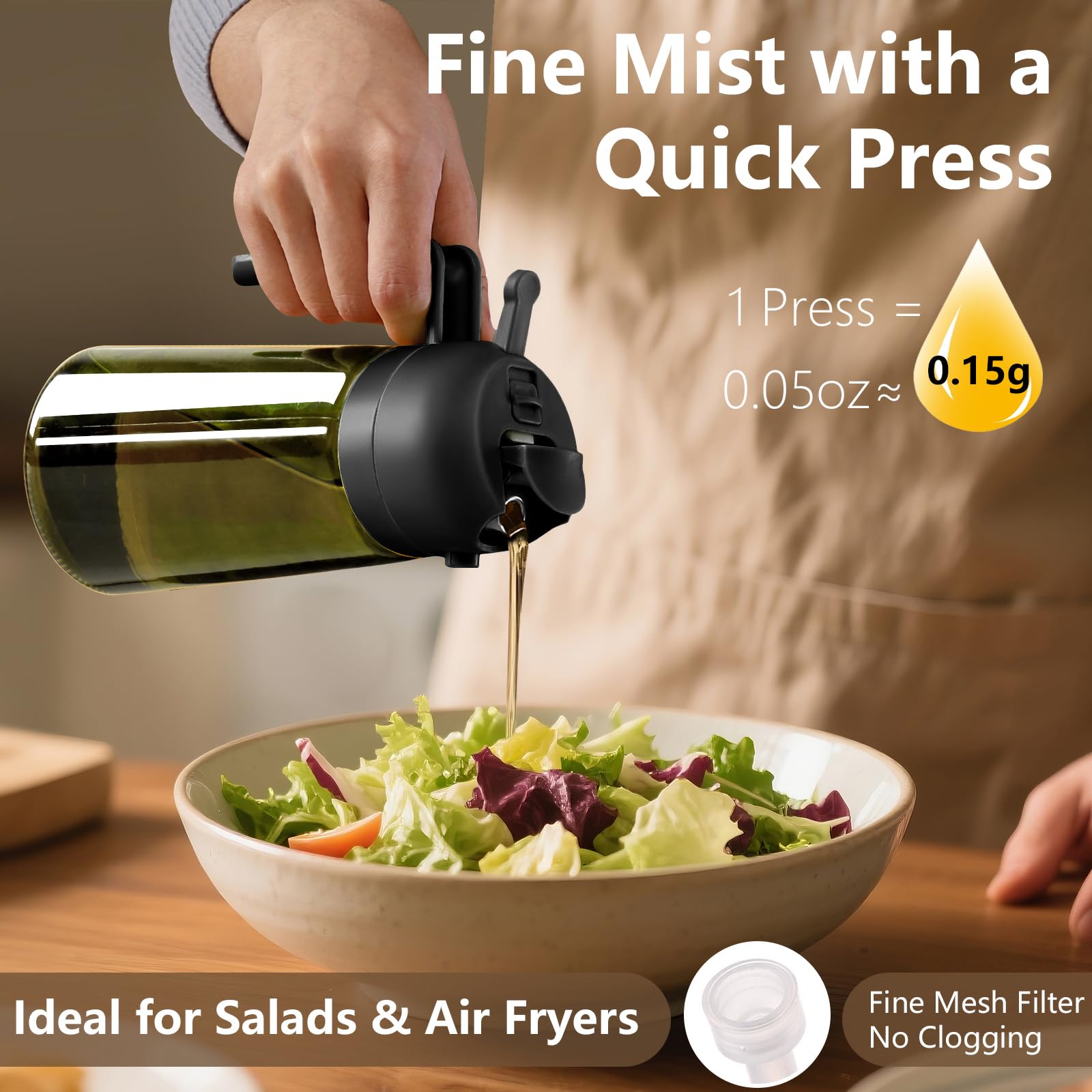 Sweet View glass oil bottle keeps flavor and freshness intact.