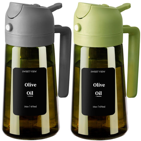 Sweet View olive oil dispenser front view, convenient pour for salads and grilling.