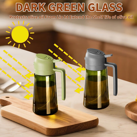 Sweet View olive-green glass close-up highlighting durable, stylish material.