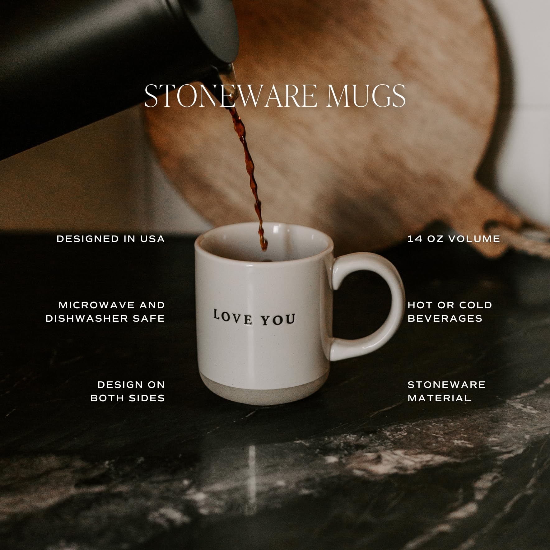 Sweet Water Decor Be Still and Know mug, handle detail emphasizing sturdy stoneware.