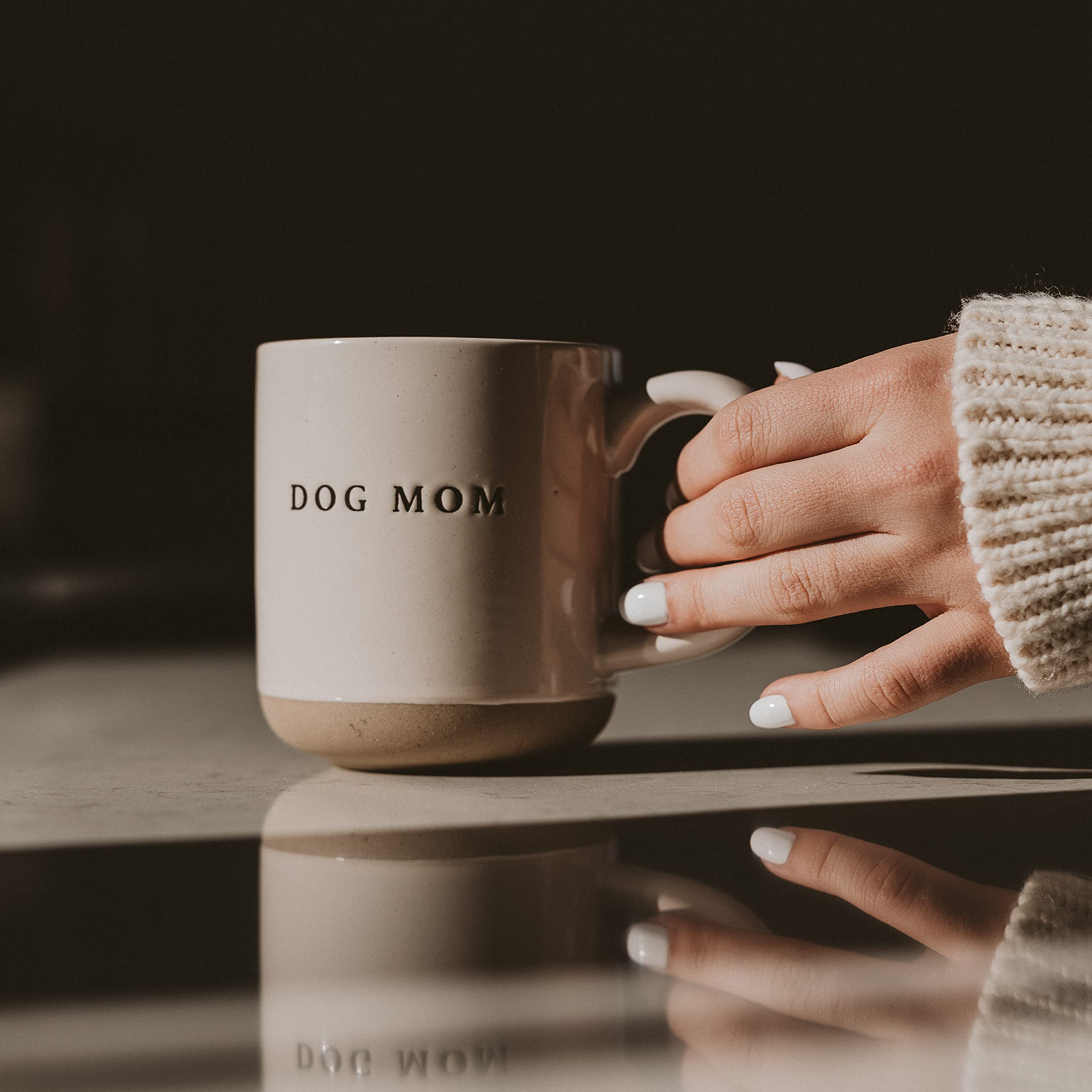 Sweet Water Decor Dog Mom mug on an office desk for daily motivation