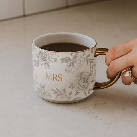 Close-up of the 14oz fine bone china mug designed for daily coffee routines.
