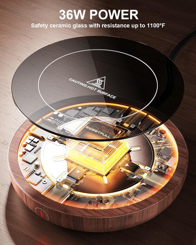 Sweetfull mug warmer with wood-texture design adds stylish desk decor