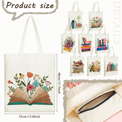 Sweetude book lovers tote design 02 features a spacious interior with secure zipper for essentials
