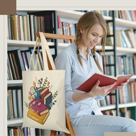 Sweetude book lovers tote design 03 shows durable canvas that stays vibrant after washes
