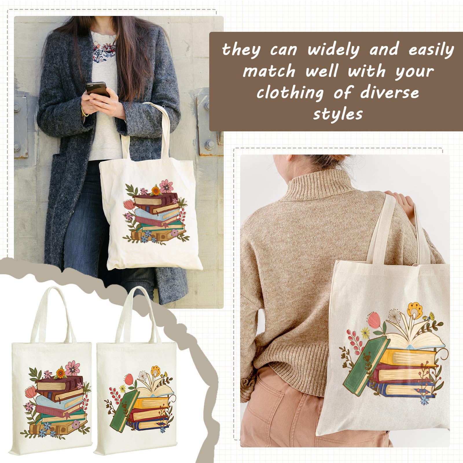 Sweetude book lovers tote design 04 highlights versatile storage for books, cosmetics, and daily gear