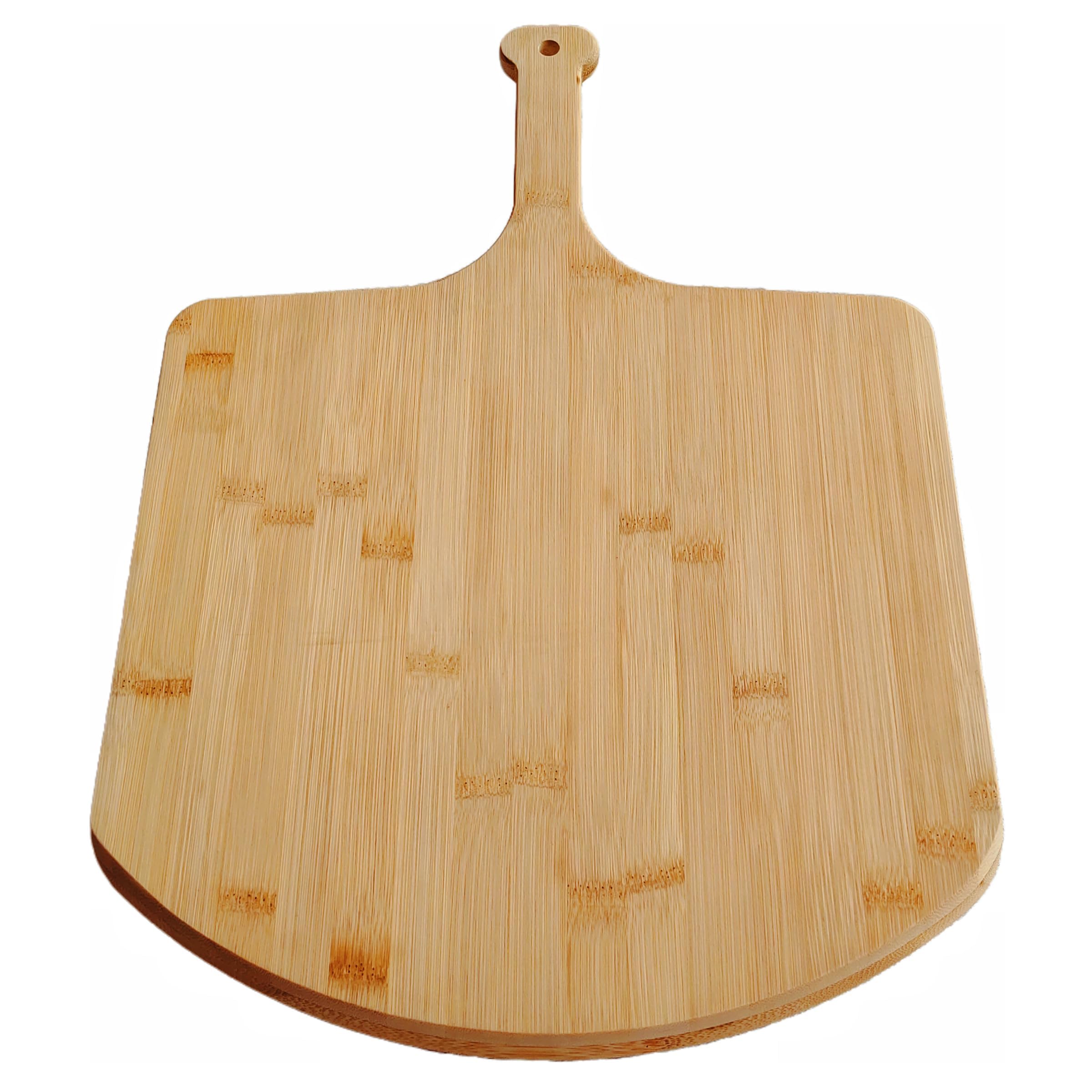 SWEIBIAI bamboo pizza board 12-inch for pizza prep and serving.