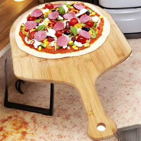 SWEIBIAI pizza board wood-mineral-oil-finish highlights smooth release and easy cleanup after use.