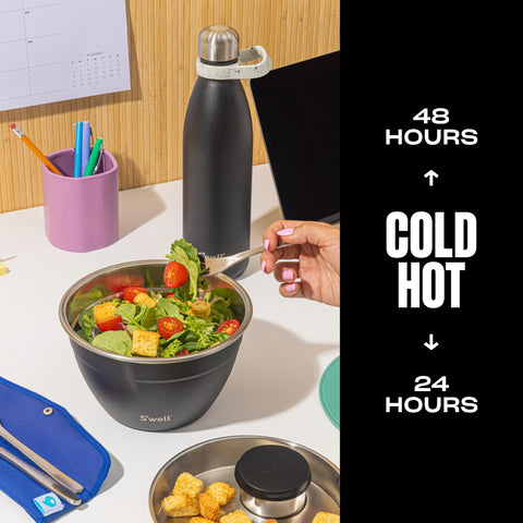 S'well 25oz Onyx bottle open mouth for easy ice refills