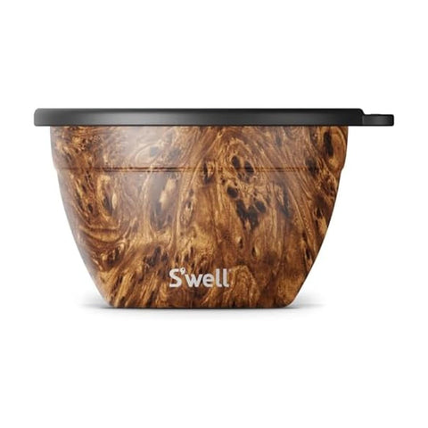 S'well 64oz Salad Bowl Kit in Teakwood finish for organized meals on the go.