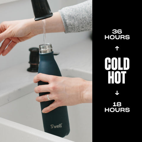 S'well Azurite 17oz bottle held in hand for on-the-go hydration