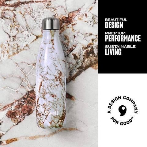 S'well Calacatta Gold 25oz bottle cap close-up, durable stainless steel