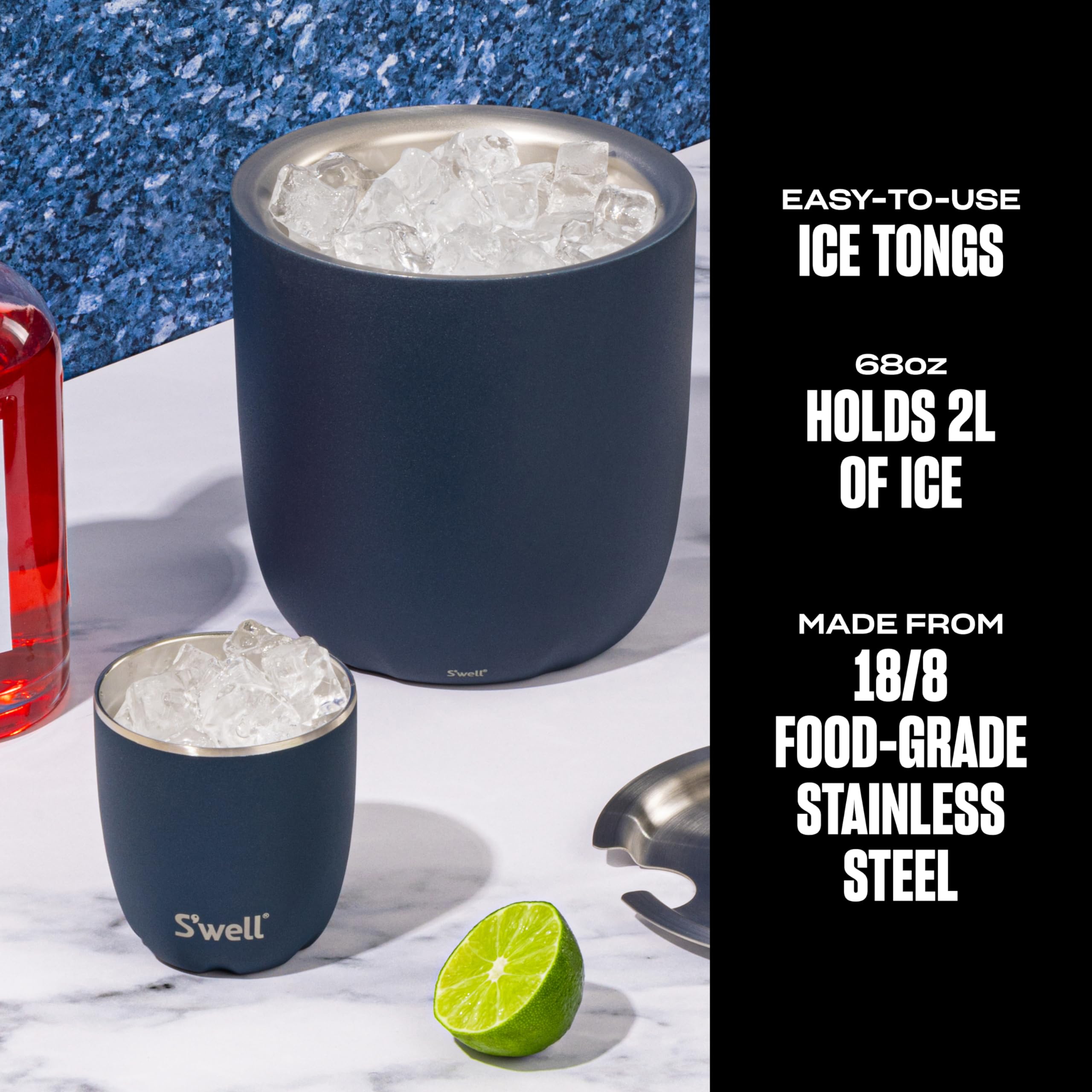 S'well ice bucket cover in Azurite protects ice and adds style