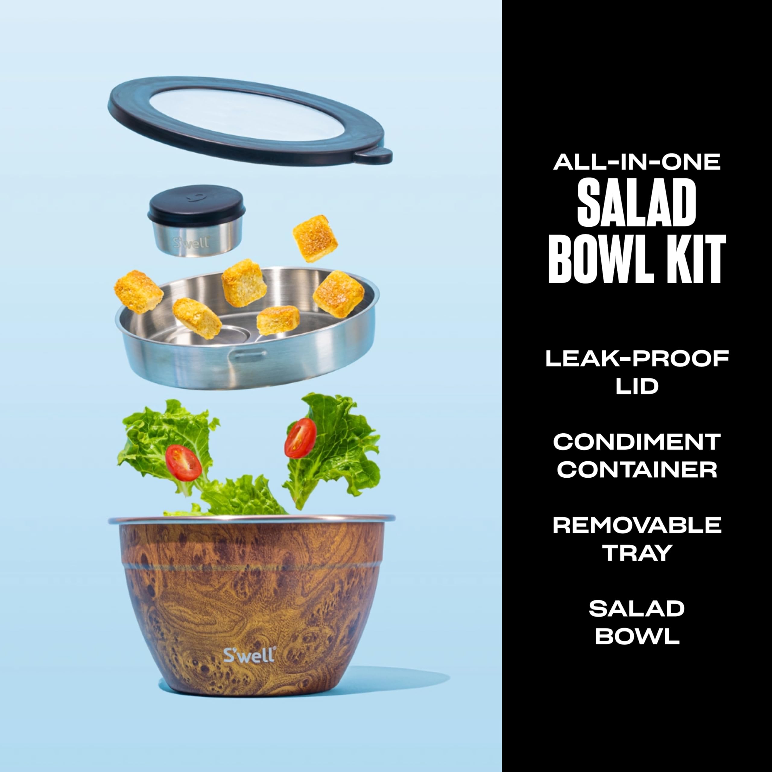 S'well removable tray for salad bowl enables tidy meal prep.