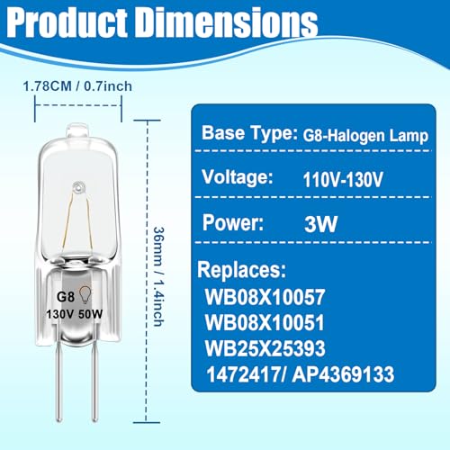 Swess WB08X10057 halogen lamp front view, ready for GE microwave swap