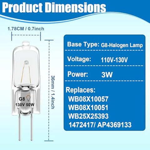 Swess WB08X10057 halogen lamp front view, ready for GE microwave swap