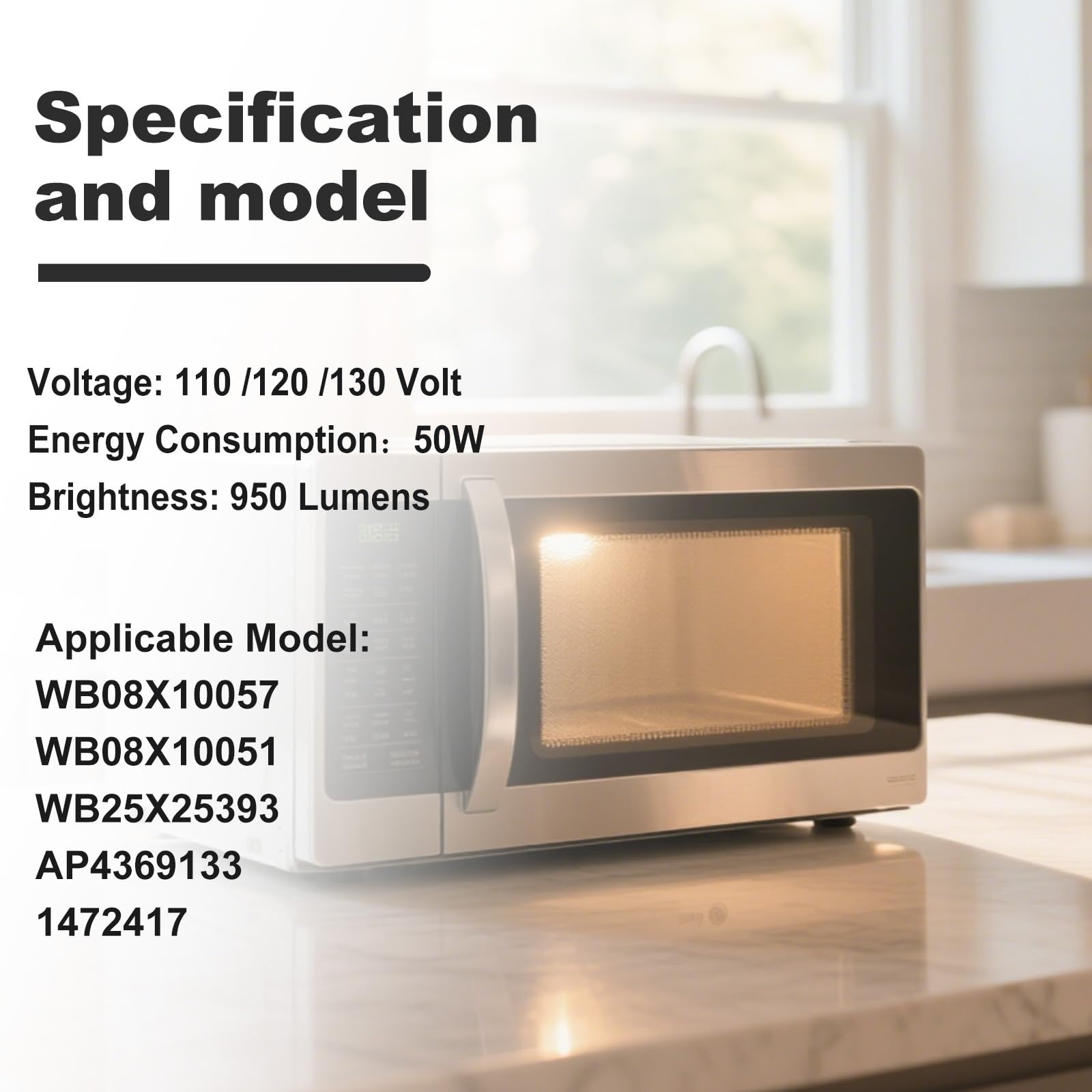 Swess lamp in use inside microwave for clear interior visibility