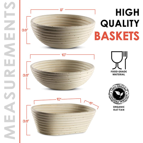 Swice Banneton 2-piece set with liners offers versatile bread shaping options.