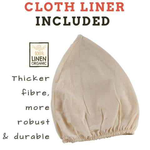 Swice Banneton baker couche liner demonstrates easy proofing and release.
